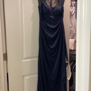 Xscape Navy Lace Gown